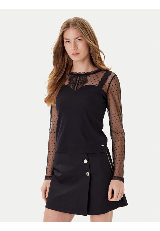 Morgan Bluzka 252-TIPO 979 Czarny Slim Fit. Kolor: czarny. Materiał: syntetyk