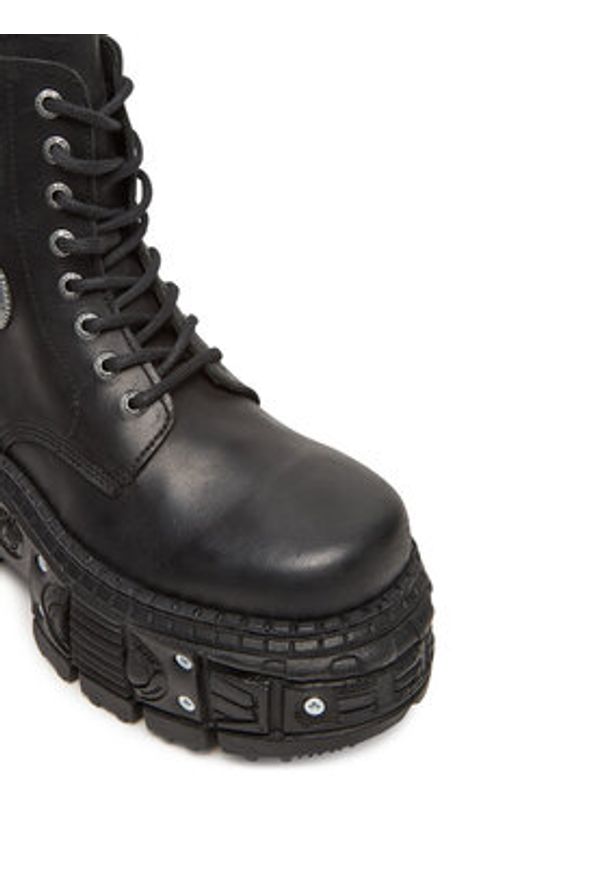 NEW ROCK Botki M-OVERZTANK001-C1 Czarny. Kolor: czarny. Materiał: skóra. Styl: rockowy