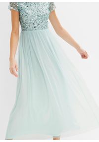 bonprix - Długa sukienka z aplikacją z cekinów. Kolor: niebieski. Wzór: aplikacja. Długość: maxi #2