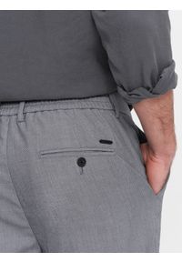 Ombre Clothing - Spodnie męskie chino z gumką w pasie - szare V2 OM-PACP-0157 - XXL. Okazja: na co dzień. Kolor: szary. Materiał: elastan, poliester, wiskoza. Styl: casual