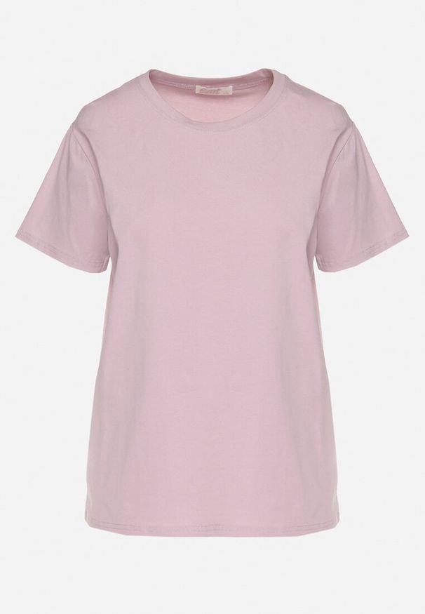 Born2be - Różowy Gładki T-shirt z Bawełny o Klasycznym Kroju Natime. Kolor: różowy. Materiał: bawełna. Wzór: gładki. Styl: klasyczny