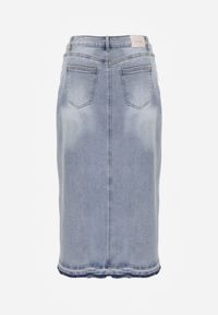 Renee - Niebieska Spódnica z Jeansu z Bawełną High Waist o Asymetrycznym Kroju Vikisla. Stan: podwyższony. Kolor: niebieski. Materiał: bawełna, jeans #4