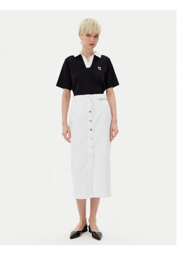 Karl Lagerfeld - KARL LAGERFELD Spódnica jeansowa A2W12020 Biały Regular Fit. Kolor: biały. Materiał: bawełna