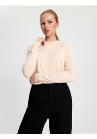 Sinsay - Sweter - kremowy. Kolor: kremowy. Materiał: skóra, wiskoza