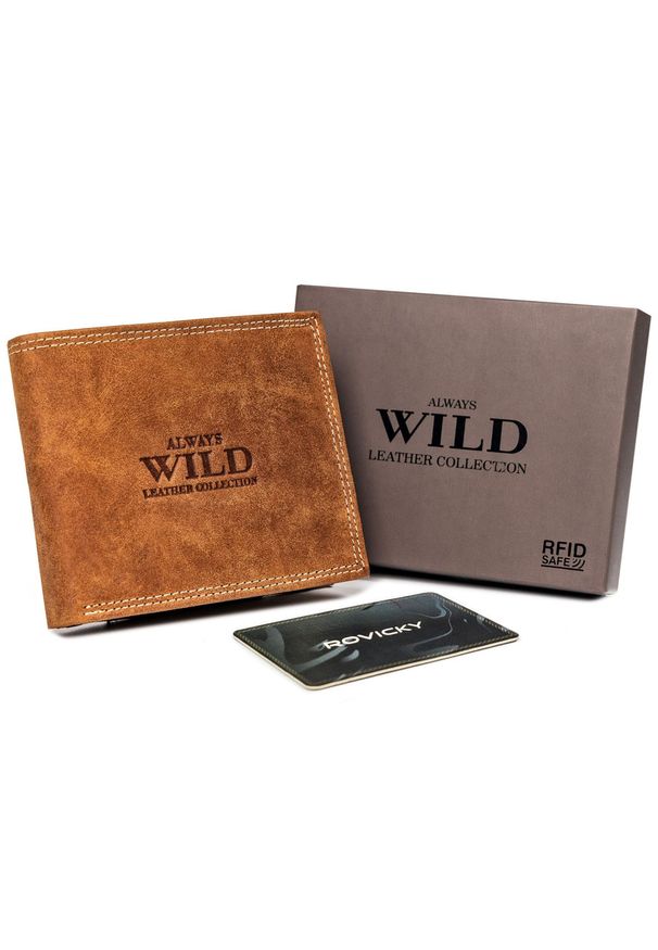 ALWAYS WILD - Portfel koniakowy Always Wild N992-P-CHM-1065 COGN. Materiał: skóra, nubuk