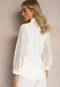 Renee - Biała Koszula z Haftowanej Tkaniny w Stylu Boho Perphone. Kolor: biały. Materiał: tkanina. Wzór: haft. Sezon: lato, wiosna. Styl: boho #4