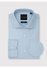 Pako Lorente - PAKO LORENTE - Jasnoniebieska koszula jeansowa. Typ kołnierza: kołnierzyk włoski. Kolor: niebieski. Materiał: jeans. Długość rękawa: długi rękaw. Długość: długie. Wzór: gładki #3