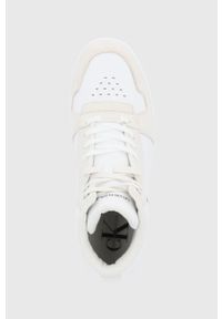 Calvin Klein Jeans Buty skórzane kolor biały. Nosek buta: okrągły. Zapięcie: sznurówki. Kolor: biały