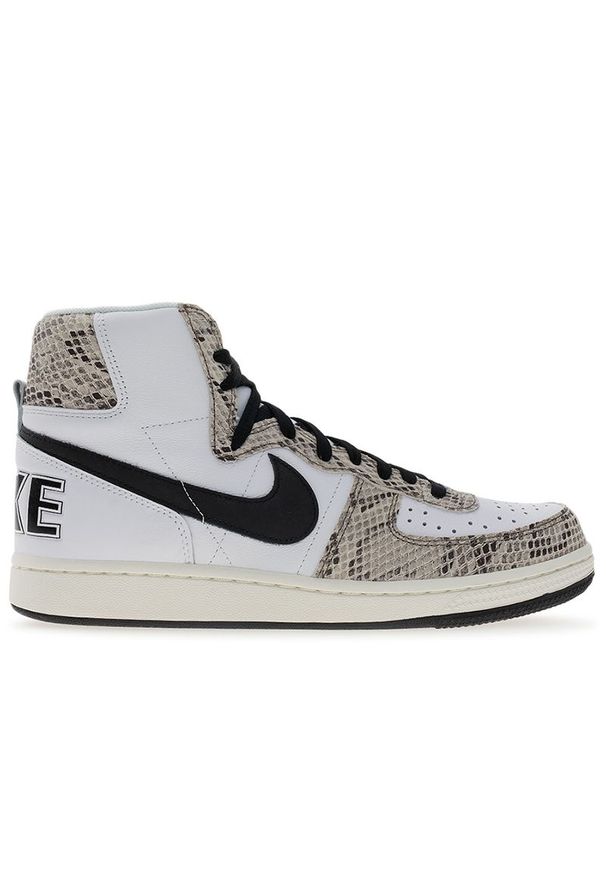 Buty męskie Nike Terminator High FB1318-100 - białe. Zapięcie: sznurówki. Kolor: biały. Materiał: guma, skóra. Szerokość cholewki: normalna. Sezon: lato