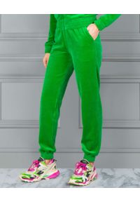 CHAOS BY MARTA BOLIGLOVA - Welurowe zielone spodnie dresowe GOTHIC. Kolor: zielony. Materiał: welur, dresówka. Wzór: haft, aplikacja