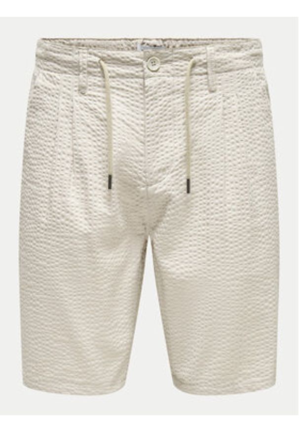 Only & Sons Szorty materiałowe Leo 22028301 Beżowy Regular Fit. Kolor: beżowy. Materiał: bawełna