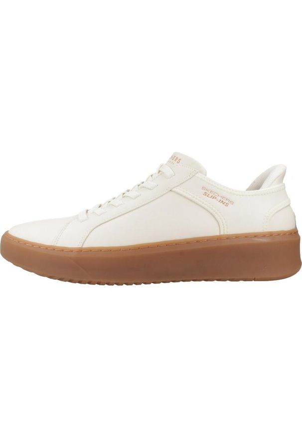skechers - Kapcie SKECHERS COURT BREAK SLIP-INS Biały. Kolor: biały. Materiał: syntetyk, tkanina. Model: Skechers Sport. Sport: turystyka piesza