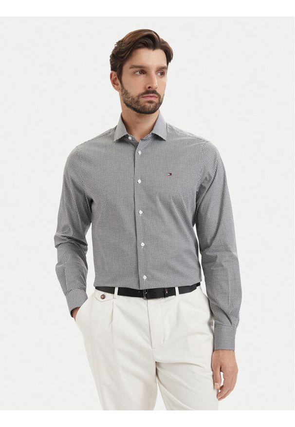 TOMMY HILFIGER - Tommy Hilfiger Koszula Gingham MW0MW42931 Czarny Regular Fit. Kolor: czarny. Materiał: bawełna