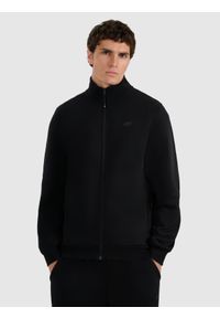 4f - 4F Bluza dresowa rozpinana bez kaptura męska - czarna M. Okazja: na co dzień. Typ kołnierza: bez kaptura. Kolor: czarny. Materiał: dresówka. Styl: casual