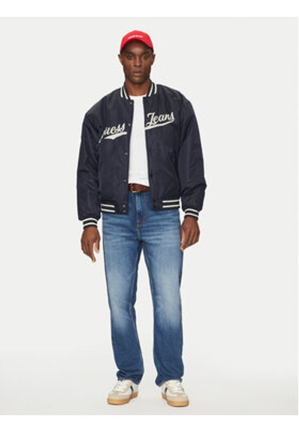 Guess Jeans Kurtka bomber M5RL54 WHAA2 Granatowy Regular Fit. Kolor: niebieski. Materiał: syntetyk