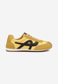 Renee - Żółte Sneakersy z Geometrycznym Wzorem Arnenta. Okazja: na co dzień. Zapięcie: sznurówki. Kolor: żółty. Materiał: jeans. Wzór: geometria #5