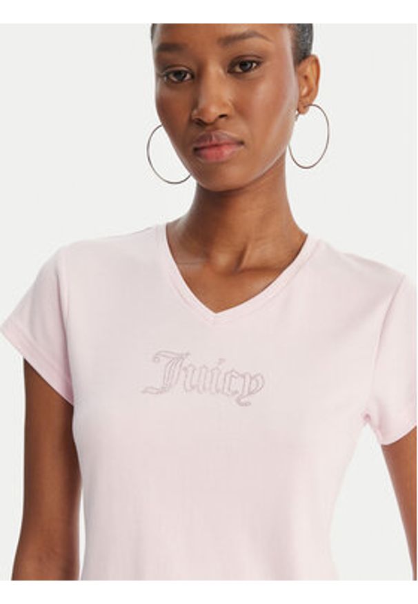 Juicy Couture T-Shirt Capped JCWCT126318 Różowy Slim Fit. Kolor: różowy
