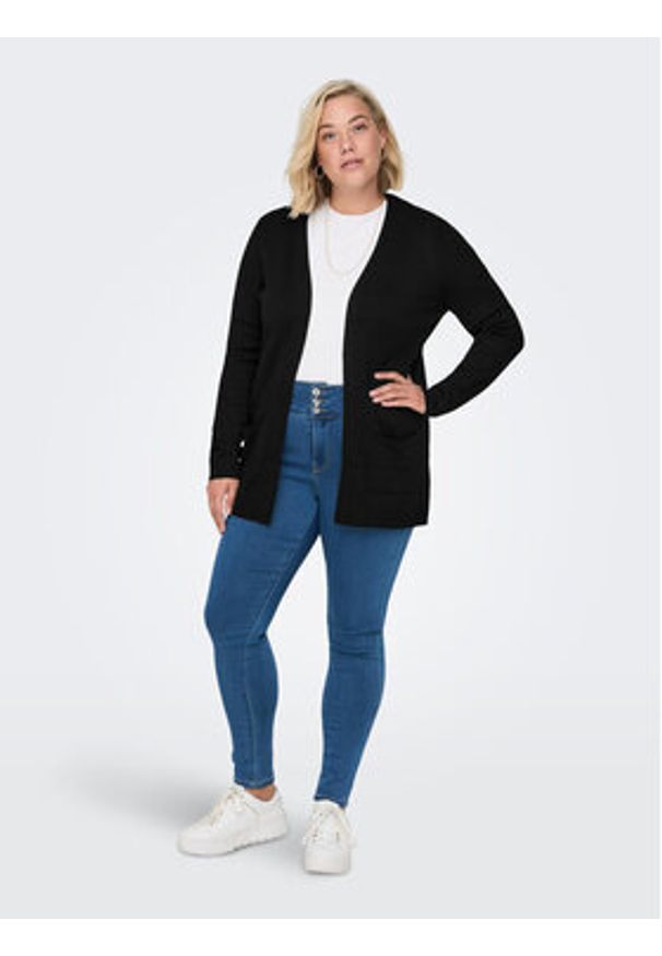 ONLY Carmakoma Kardigan 15219653 Czarny Regular Fit. Kolor: czarny. Materiał: syntetyk