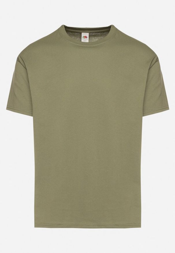 Born2be - Ciemnozielona Bawełniana Koszulka T-shirt w Stylu Basic Malorisa. Okazja: na co dzień. Kolor: brązowy. Materiał: bawełna. Styl: klasyczny, casual, elegancki