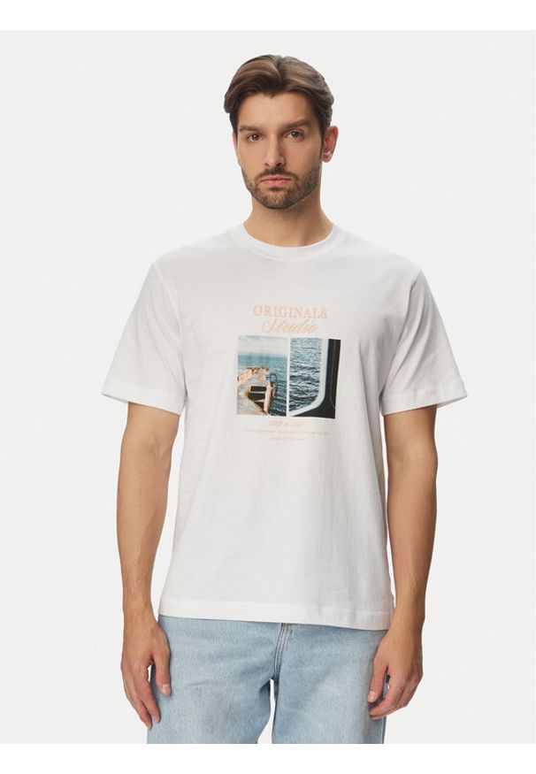Jack & Jones T-Shirt Norrebro Photo 12291022 Biały Regular Fit. Kolor: biały. Materiał: bawełna