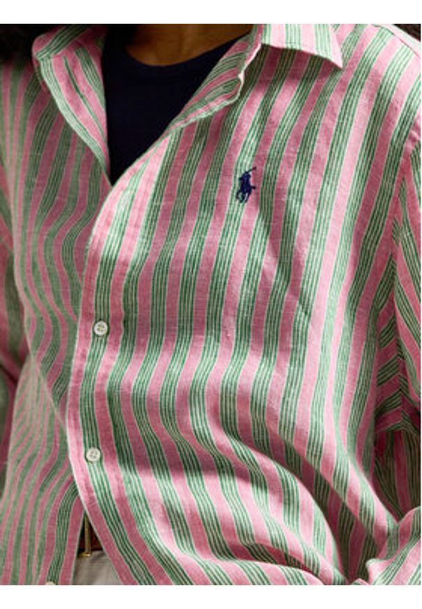 Polo Ralph Lauren Koszula 211935130501 Bordowy Relaxed Fit. Typ kołnierza: polo. Kolor: czerwony. Materiał: len