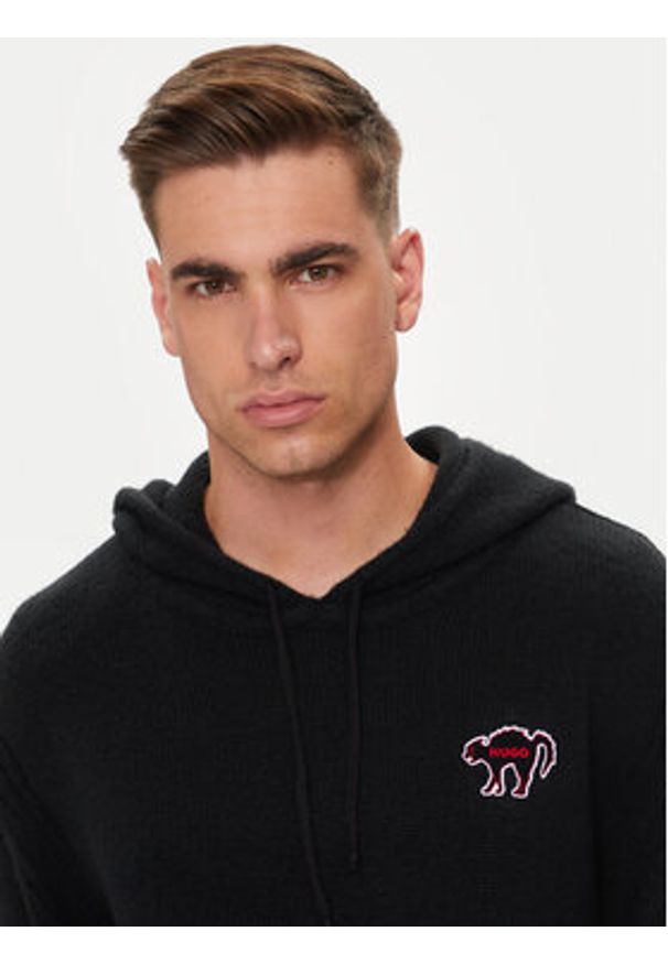 Hugo Sweter Scuud 50516626 Czarny Oversize. Kolor: czarny. Materiał: syntetyk
