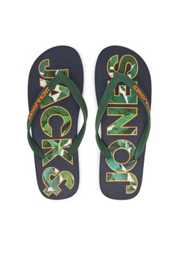 Jack & Jones Japonki Jfwlogo Palm Print Flip Flop Ln 12230642 Granatowy. Kolor: niebieski. Wzór: nadruk