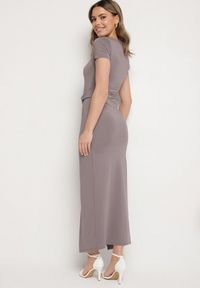 Born2be - Szara Taliowana Sukienka z Wiskozą z Marszczeniem Milasela. Kolor: szary. Materiał: wiskoza. Styl: klasyczny, elegancki #7