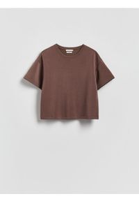 Reserved - T-shirt z modalem - brązowy. Kolor: brązowy. Materiał: dzianina