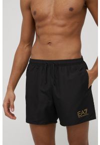 EA7 Emporio Armani szorty kąpielowe kolor czarny. Kolor: czarny. Materiał: tkanina. Wzór: nadruk