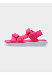 4F JUNIOR - Sandały dziewczęce. Nosek buta: otwarty. Zapięcie: rzepy. Kolor: różowy. Materiał: syntetyk, materiał #1