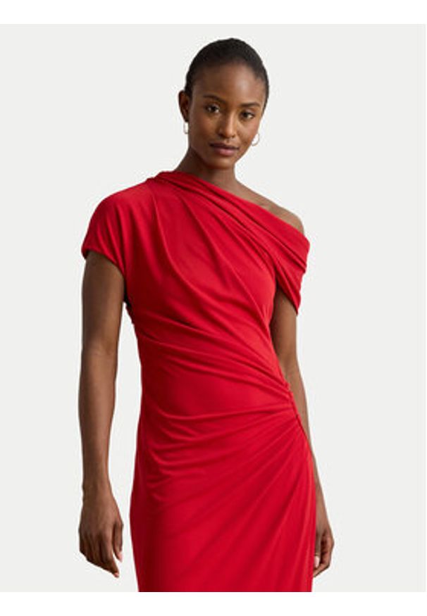 Lauren Ralph Lauren - LAUREN RALPH LAUREN Sukienka koktajlowa 200980223001 Czerwony Slim Fit. Kolor: czerwony. Materiał: syntetyk. Styl: wizytowy