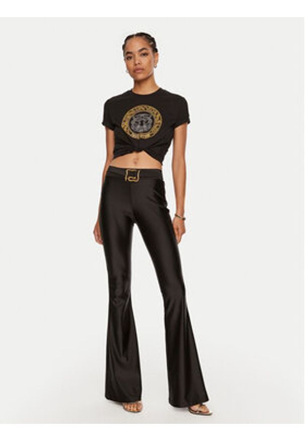Just Cavalli T-Shirt 77PAHE24 Czarny Slim Fit. Kolor: czarny. Materiał: bawełna