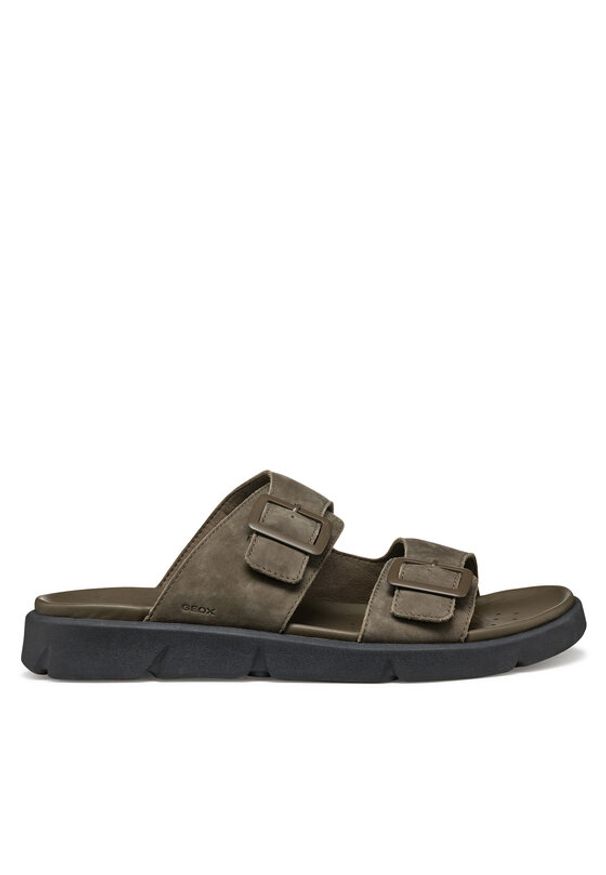 Geox Klapki U Xand 2S U46BGA 00032 C3009 Khaki. Kolor: brązowy. Materiał: nubuk, skóra