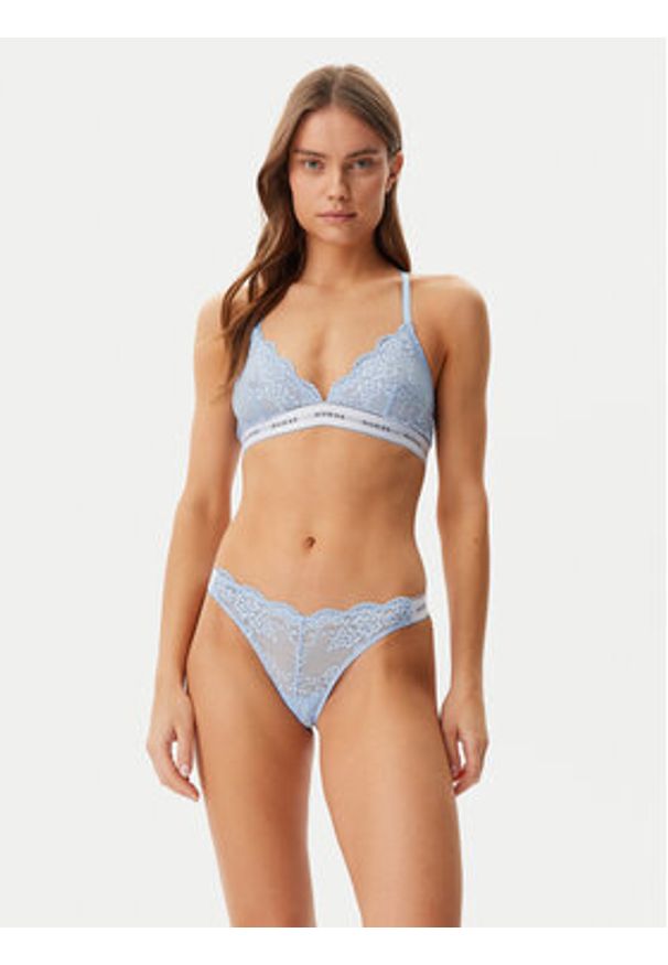 Guess Biustonosz z fiszbiną O97C02 KBBT0 Błękitny. Kolor: niebieski. Materiał: syntetyk