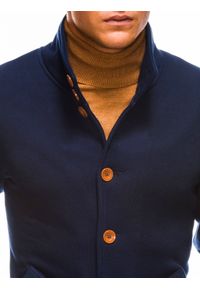 Ombre Clothing - Bluza męska rozpinana bez kaptura CARMELO - granatowa - XL. Typ kołnierza: bez kaptura. Kolor: niebieski. Materiał: dzianina, poliester, bawełna
