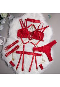 Intica - Komplet bielizny z łańcuszkami regulowanymi na wyjątkowe okazje Sookja. Kolor: czerwony. Materiał: materiał #1