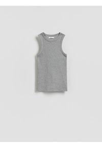 Reserved - Bawełniany top - jasnoszary. Kolor: szary. Materiał: bawełna