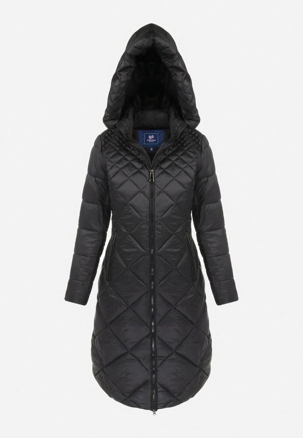 Born2be - Czarna Kurtka za Kolano Pikowana Viphee. Kolor: czarny. Materiał: materiał. Sezon: zima, jesień