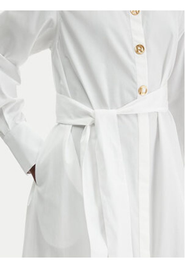 Karl Lagerfeld - KARL LAGERFELD Sukienka koszulowa B1W13026 Biały Regular Fit. Typ kołnierza: dekolt w karo. Kolor: biały. Materiał: bawełna. Typ sukienki: koszulowe