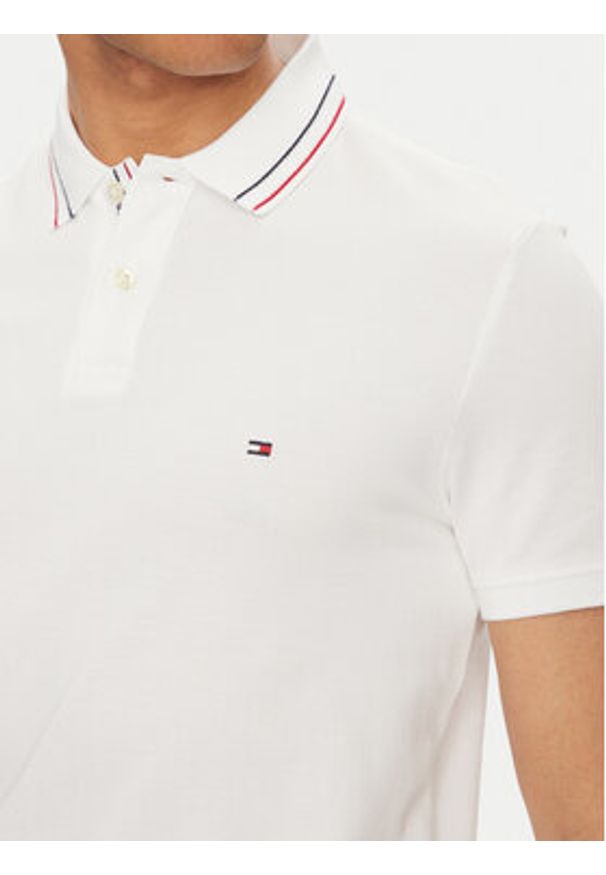 TOMMY HILFIGER - Tommy Hilfiger Polo Placket Interest MW0MW38459 Biały Regular Fit. Typ kołnierza: polo. Kolor: biały. Materiał: bawełna