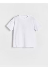 Reserved - Bawełniany t-shirt oversize - biały. Kolor: biały. Materiał: bawełna #1