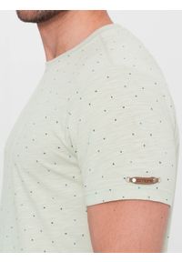 Ombre Clothing - T-shirt męski z ozdobnym efektem confetti - zielony V4 OM-TSCT-0178 - XXL. Okazja: na co dzień. Kolor: zielony. Materiał: bawełna. Wzór: jednolity. Styl: casual #8