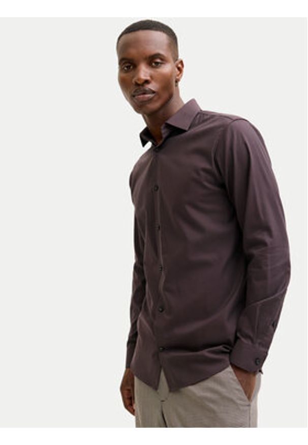 Jack & Jones Koszula Parker 12227385 Bordowy Slim Fit. Kolor: czerwony. Materiał: bawełna