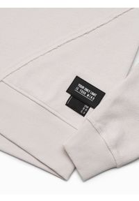 Ombre Clothing - Bluza męska hoodie z przeszyciami - kremowa V1 B1187 - XXL. Kolor: biały. Materiał: bawełna, dzianina, poliester #10