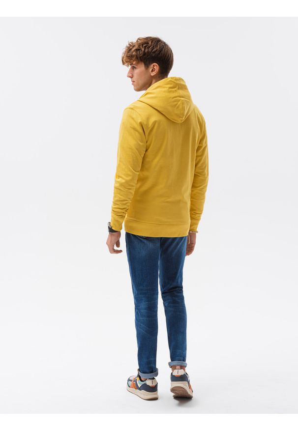 Ombre Clothing - Bluza męska rozpinana z kapturem B1152 - żółta - XXL. Typ kołnierza: kaptur. Kolor: żółty. Materiał: bawełna, poliester