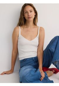 Reserved - Dzianinowy top - złamana biel. Materiał: dzianina #1