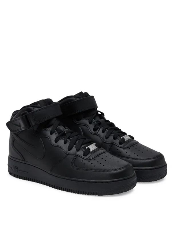 Nike - NIKE Air Force 1 '07 MID Sneakersy męskie. Okazja: na co dzień. Zapięcie: rzepy. Kolor: czarny. Materiał: skóra, guma. Szerokość cholewki: normalna. Model: Nike Air Force