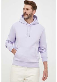 Polo Ralph Lauren bluza męska kolor fioletowy z kapturem gładka. Typ kołnierza: kaptur, polo. Kolor: fioletowy. Wzór: gładki