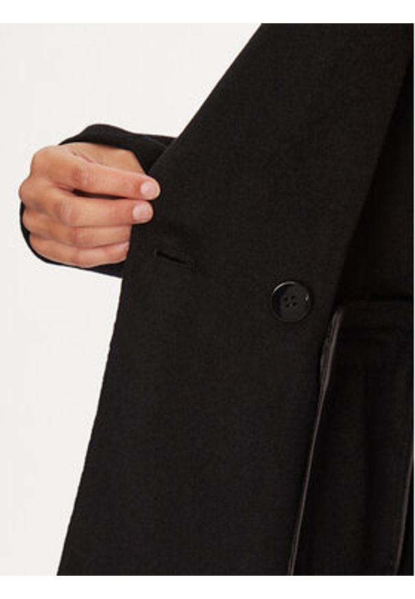 TwinSet - TWINSET Płaszcz wełniany 232TP2011 Czarny Regular Fit. Kolor: czarny. Materiał: syntetyk